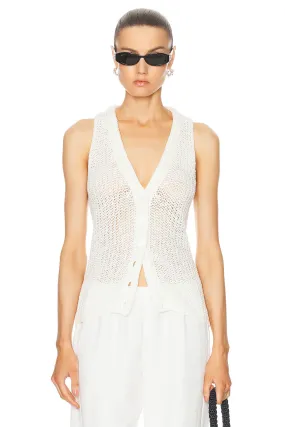 Enza Costa Linen Open Knit Vest