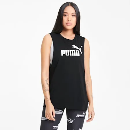 Essentials Logo Cut Off Women's Tank Top | Puma Black | PUMA Summer Shop | PUMA 