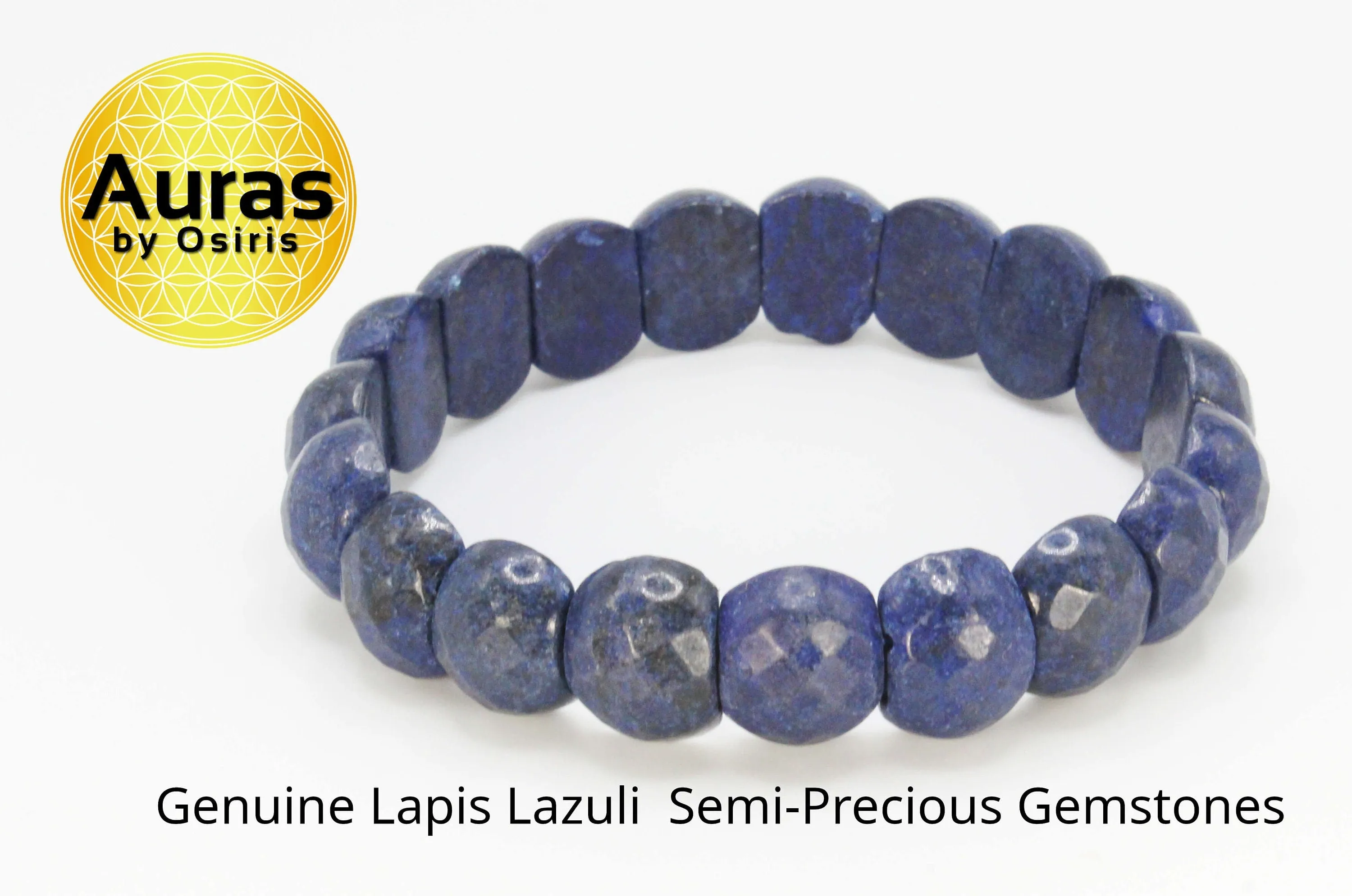 Faceted Lapis Lazuli Bracelet - Elastic & Double Reinforced stimulating insight, awakening the third eye