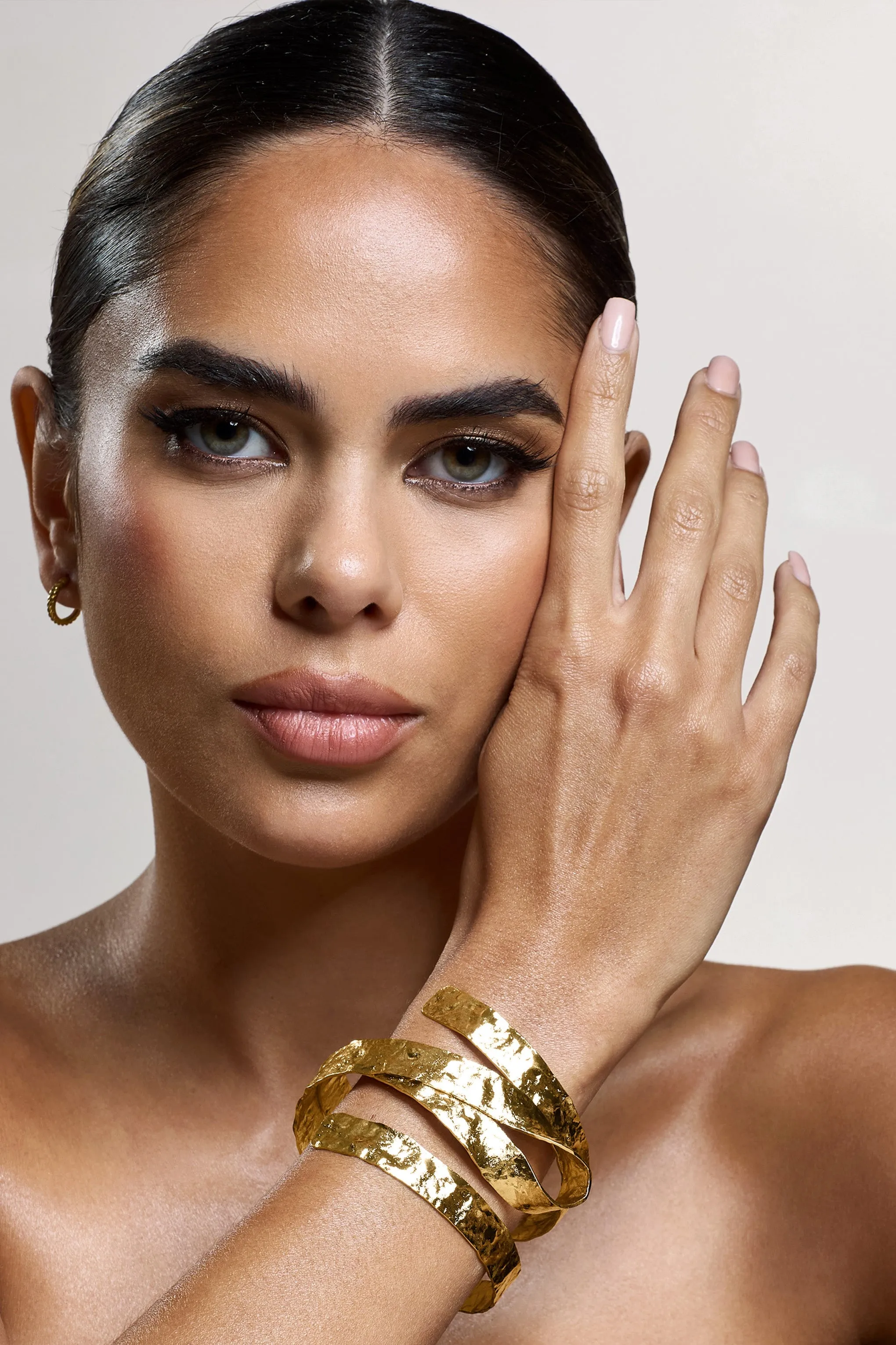 Faye | Gold Layered Hammered Bracelet