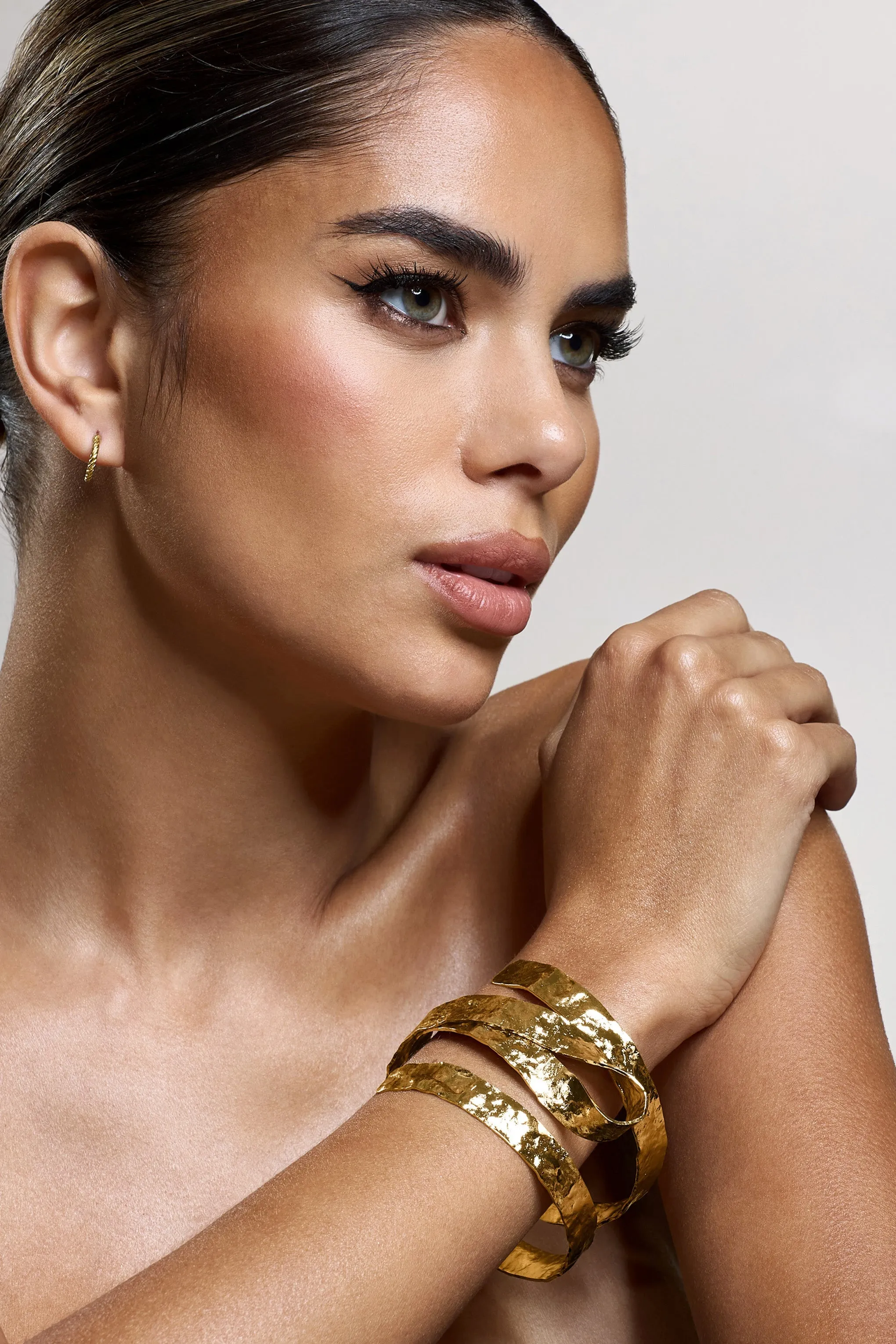 Faye | Gold Layered Hammered Bracelet