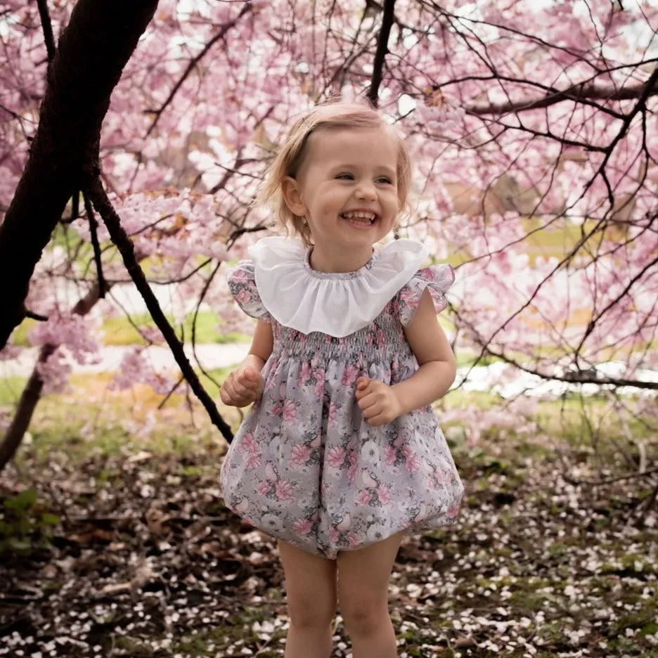 Floral Classic Smocked Romper (6M)