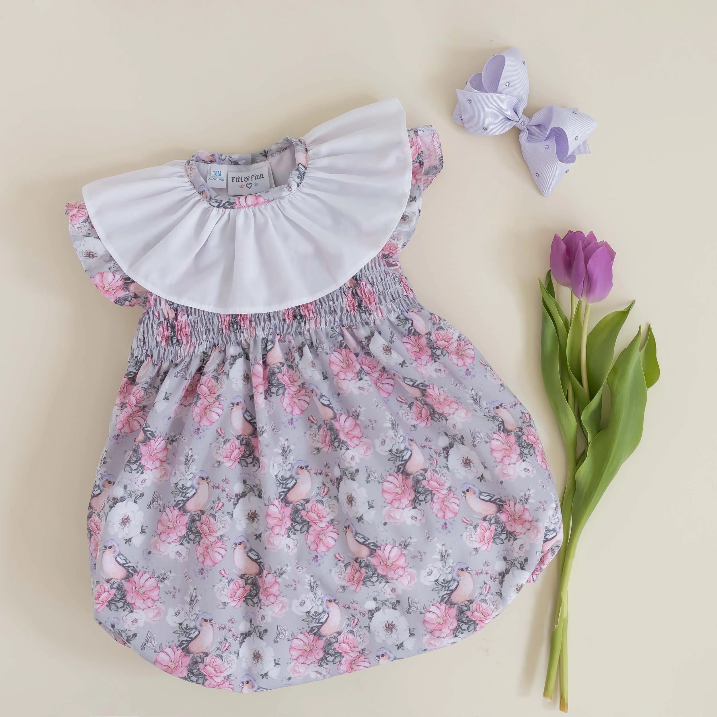 Floral Classic Smocked Romper (6M)