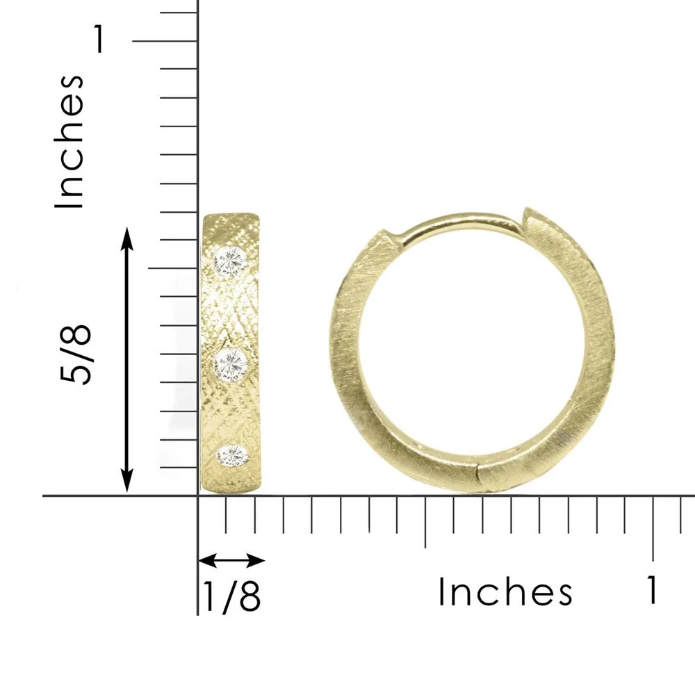 Florentine Diamond 18k Yellow Gold Hoop Earrings 15mm