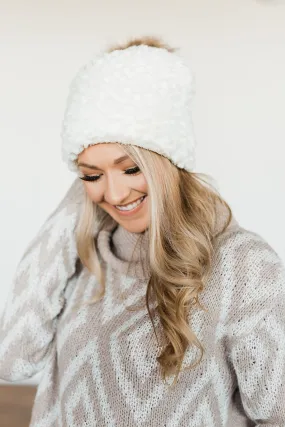 Fuzzy Pom Beanie- Ivory