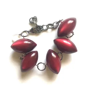 Garnet Moonglow Lucite Pod Stations Bracelet