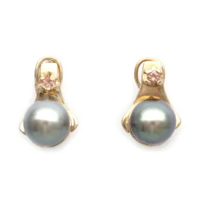 Gem+ NS Cortez Pearl Gold Earrings with Heliolites