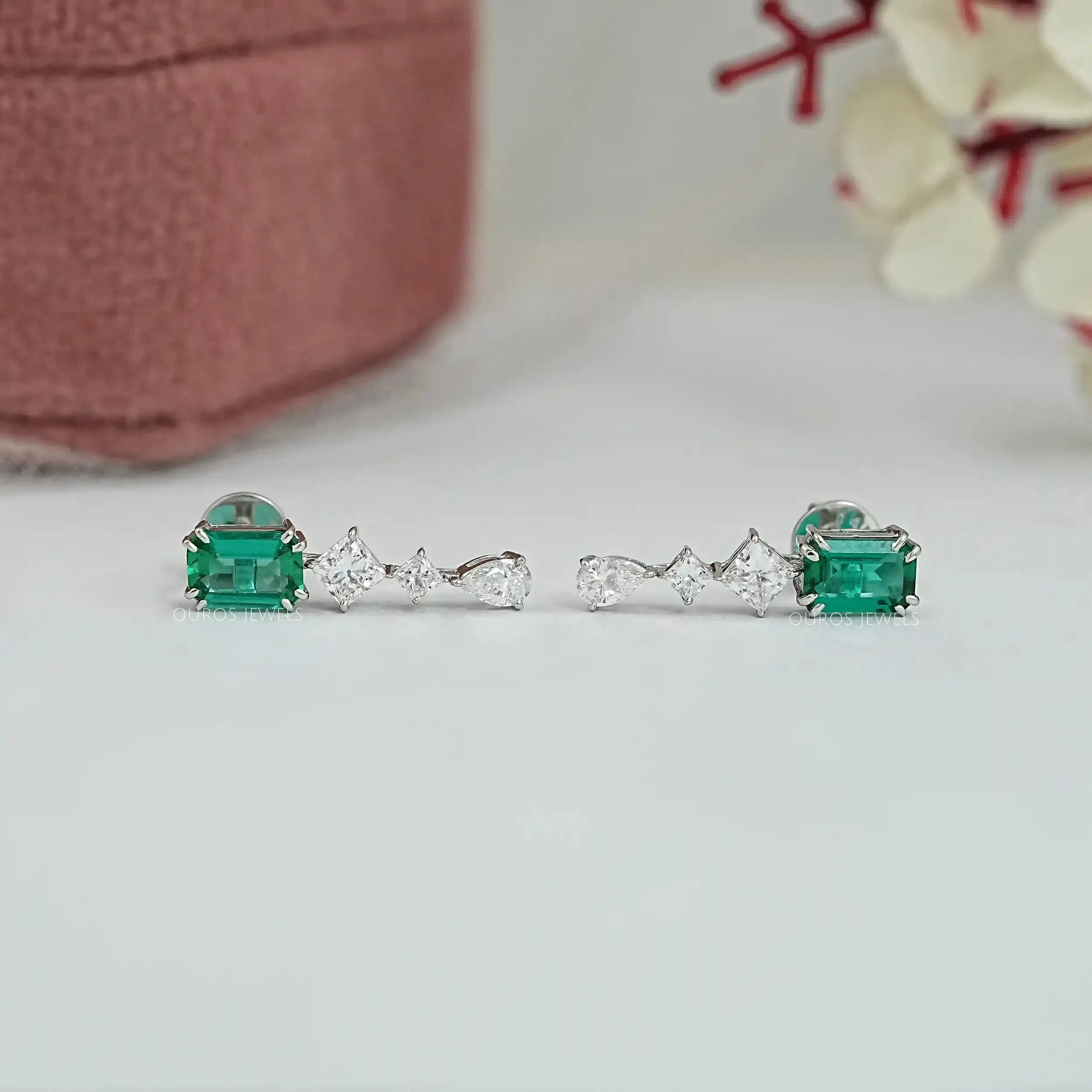 Gemstone  Emerald  Multi  Shape  Drop Earrings