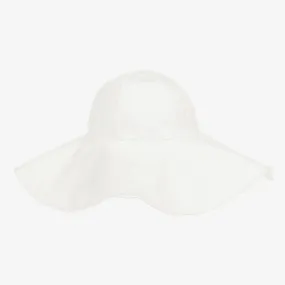 Girls White Organic Cotton Sun Hat