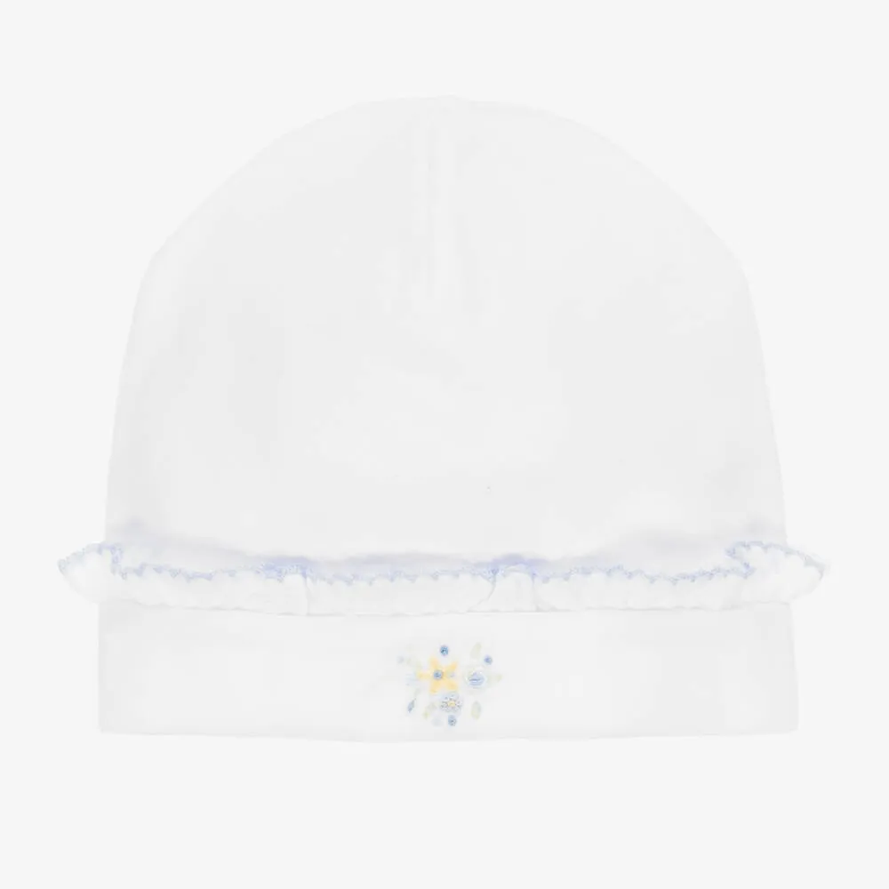 Girls White Pima Cotton Floral Fantasy Hat