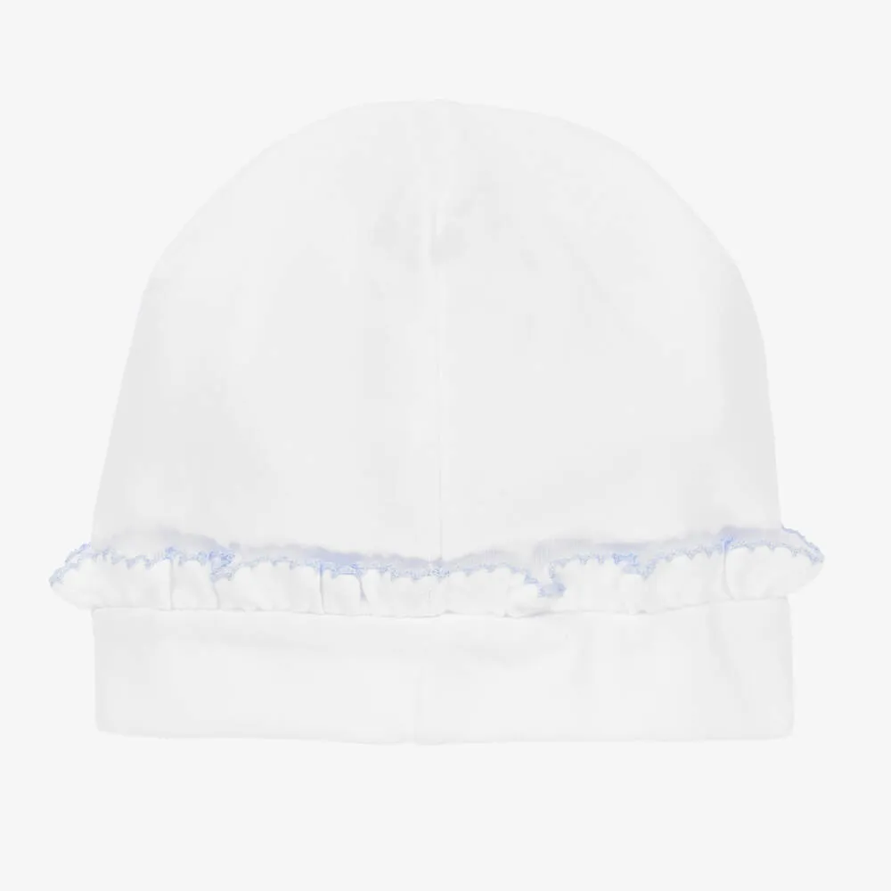 Girls White Pima Cotton Floral Fantasy Hat