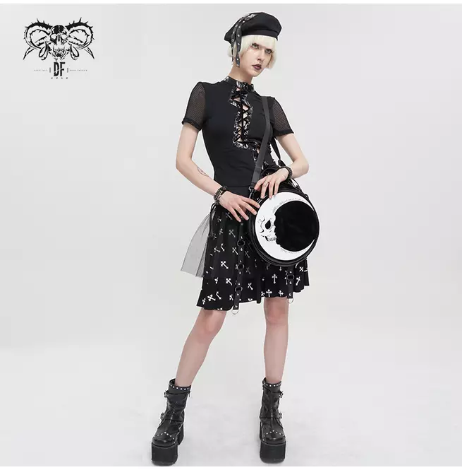 Gothic Skull Crescent Moon Shoulder Bag