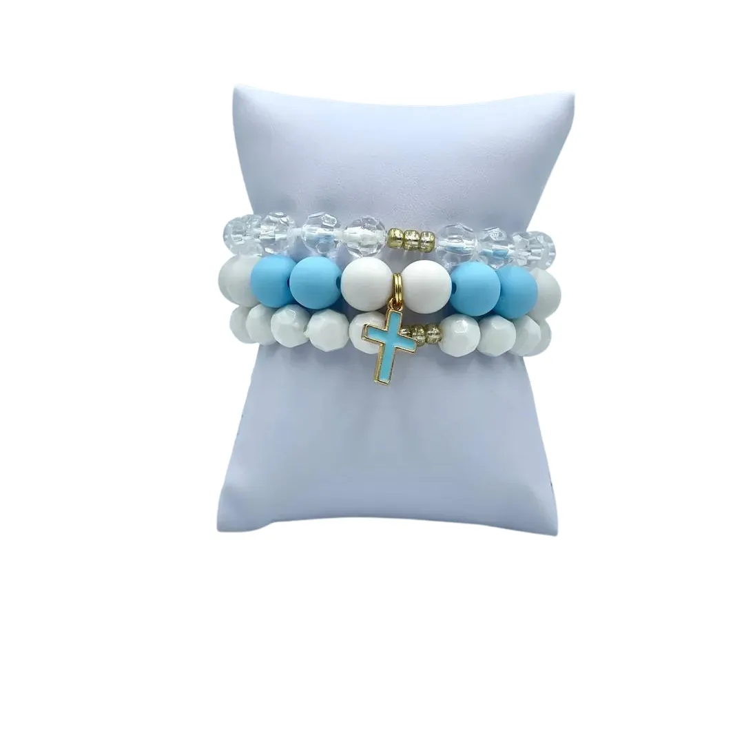 Gotta Have Faith Bracelet Stack - Blue