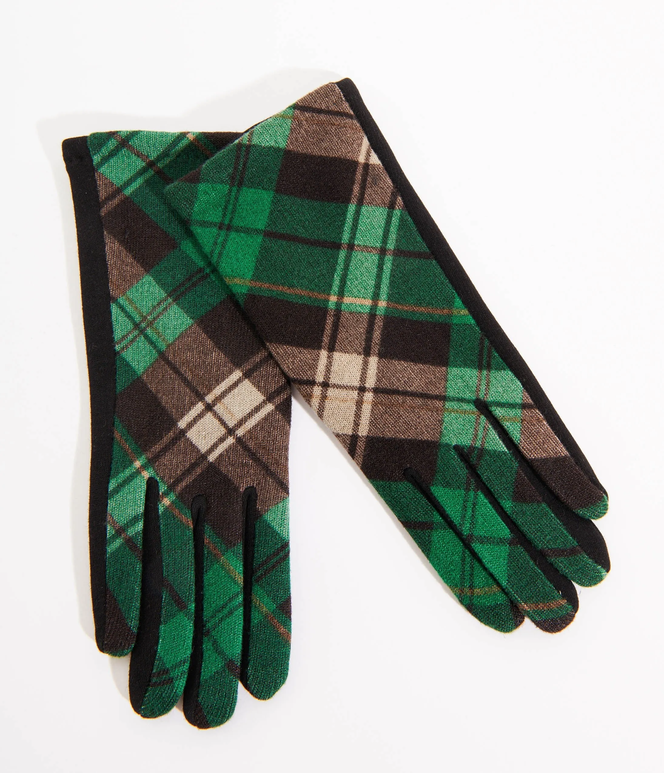 Green & Black Plaid Gloves