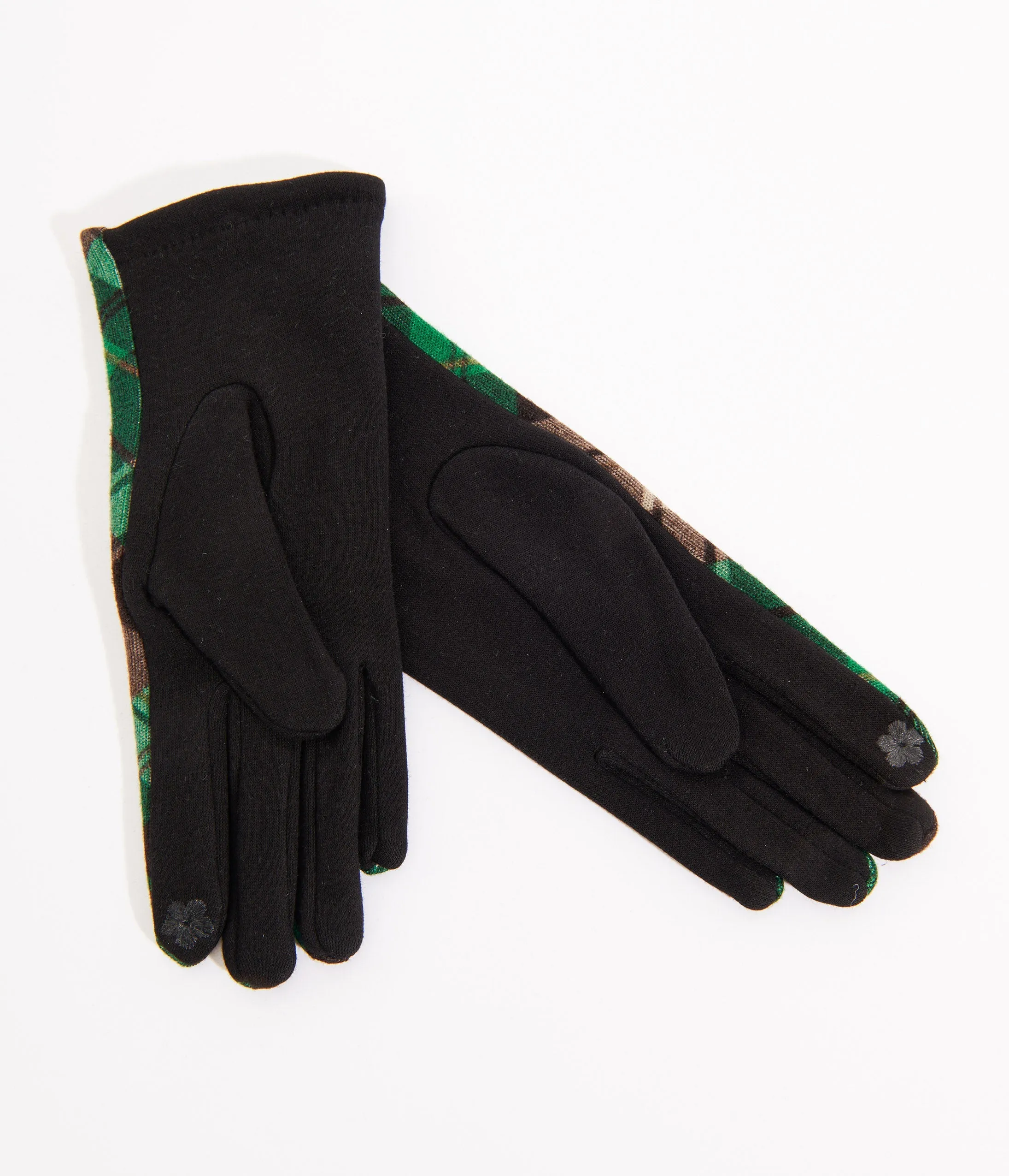 Green & Black Plaid Gloves