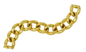 Henry Dunay Vintage 18 Karat Gold Hammered Curb Link Bracelet Circa 1980