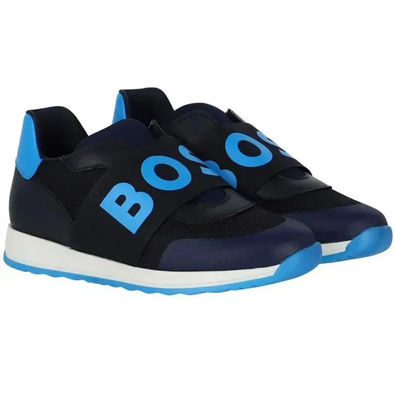 Hugo Boss Baby - Boys Elastic With Logo Sneakers, Navy