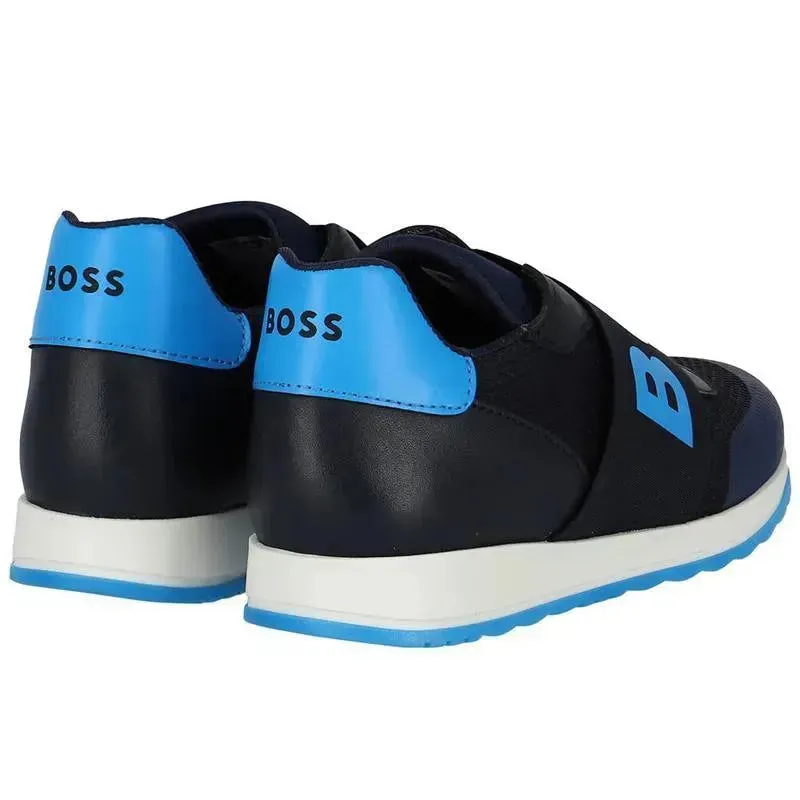 Hugo Boss Baby - Boys Elastic With Logo Sneakers, Navy