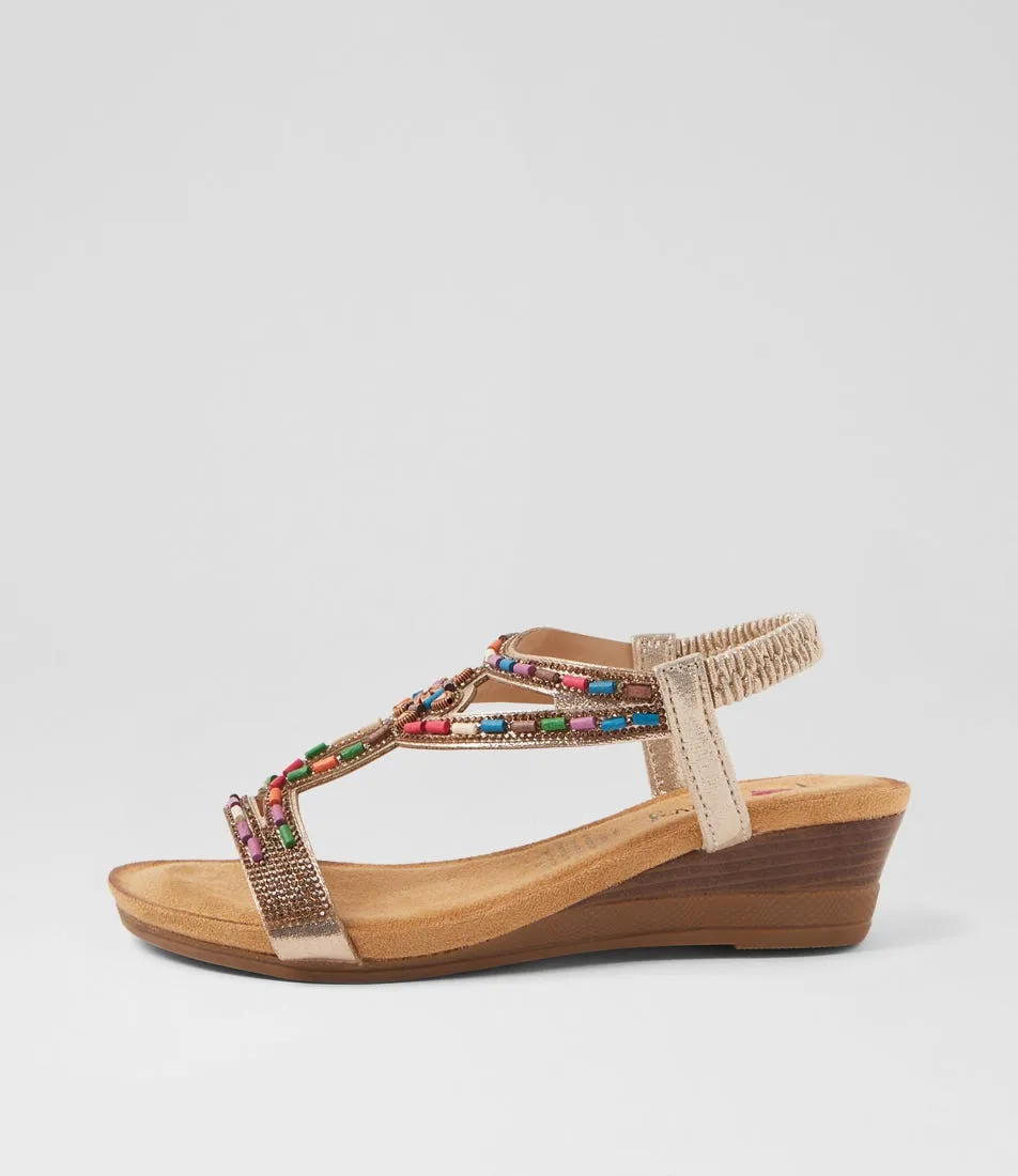 I LOVE BILLY Sandy Pale Gold Multi Sandals