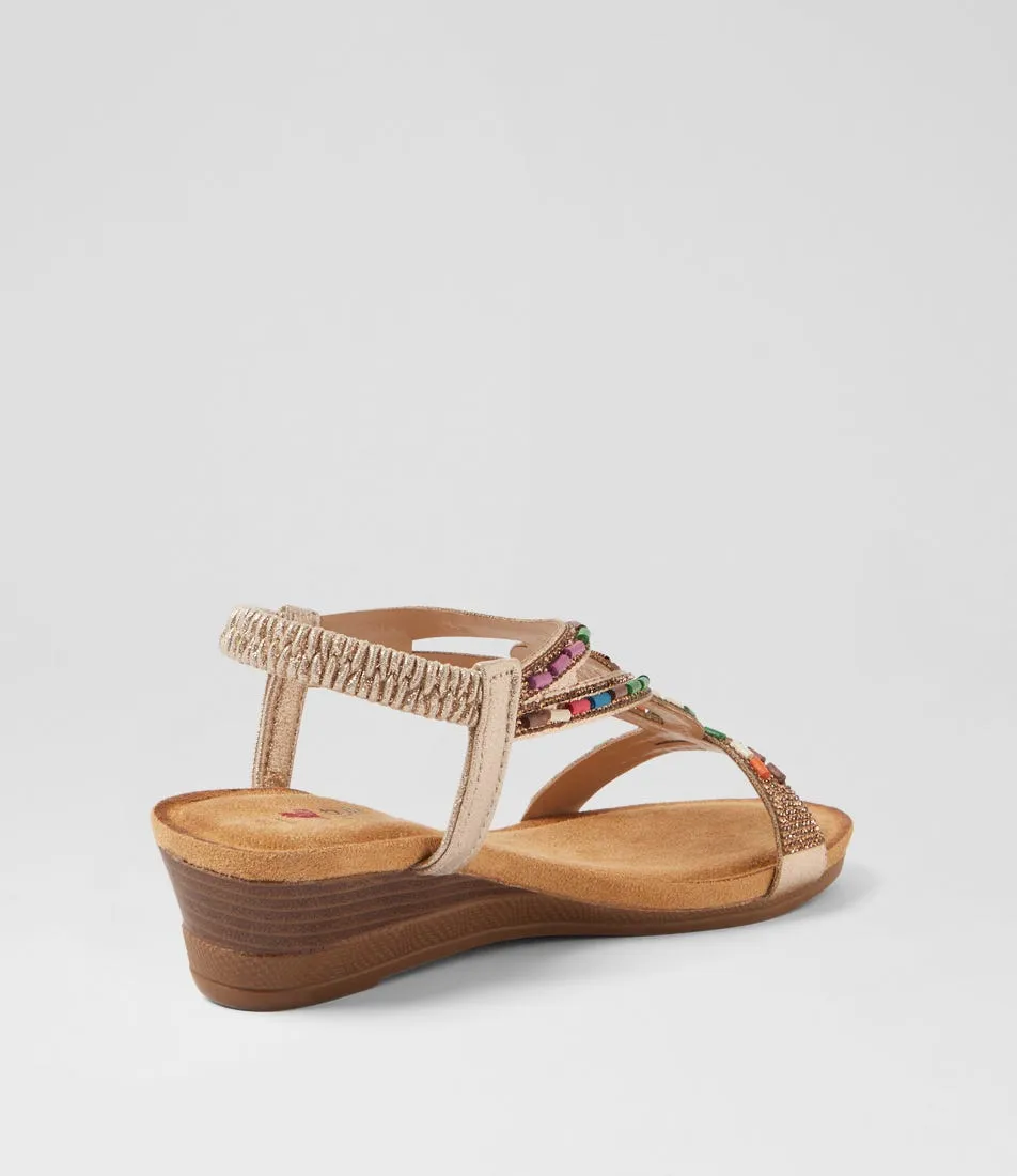 I LOVE BILLY Sandy Pale Gold Multi Sandals