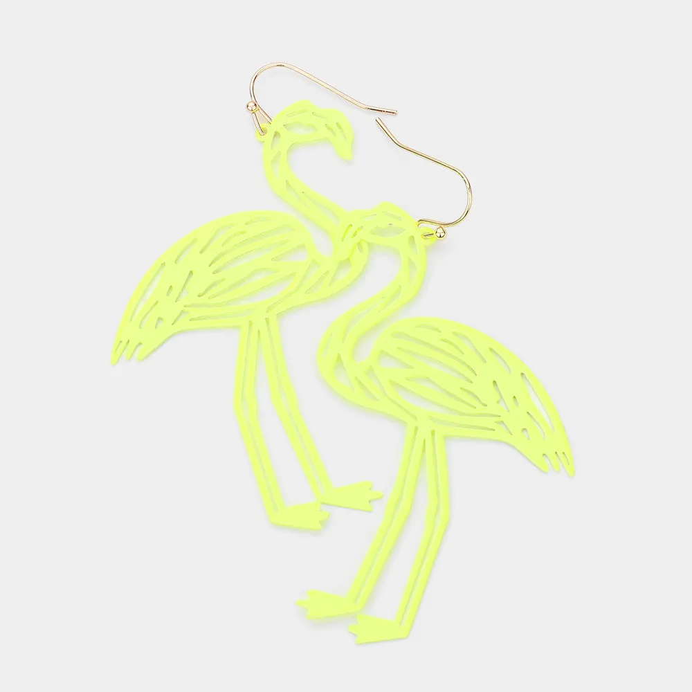 iLLASPARKZ Cut Out Brass Metal Flamingo Dangle Earrings