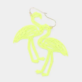 iLLASPARKZ Cut Out Brass Metal Flamingo Dangle Earrings