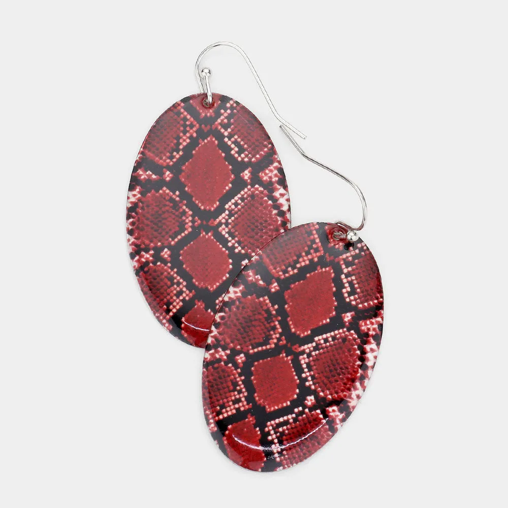 iLLASPARKZ Snake Skin Patterned Metal Oval Dangle Earrings