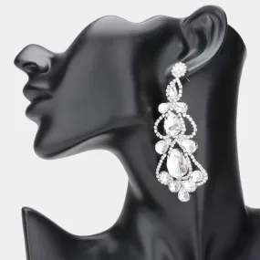 iLLASPARKZ Teardrop Stone Cluster Embellished Chandelier Evening Earrings