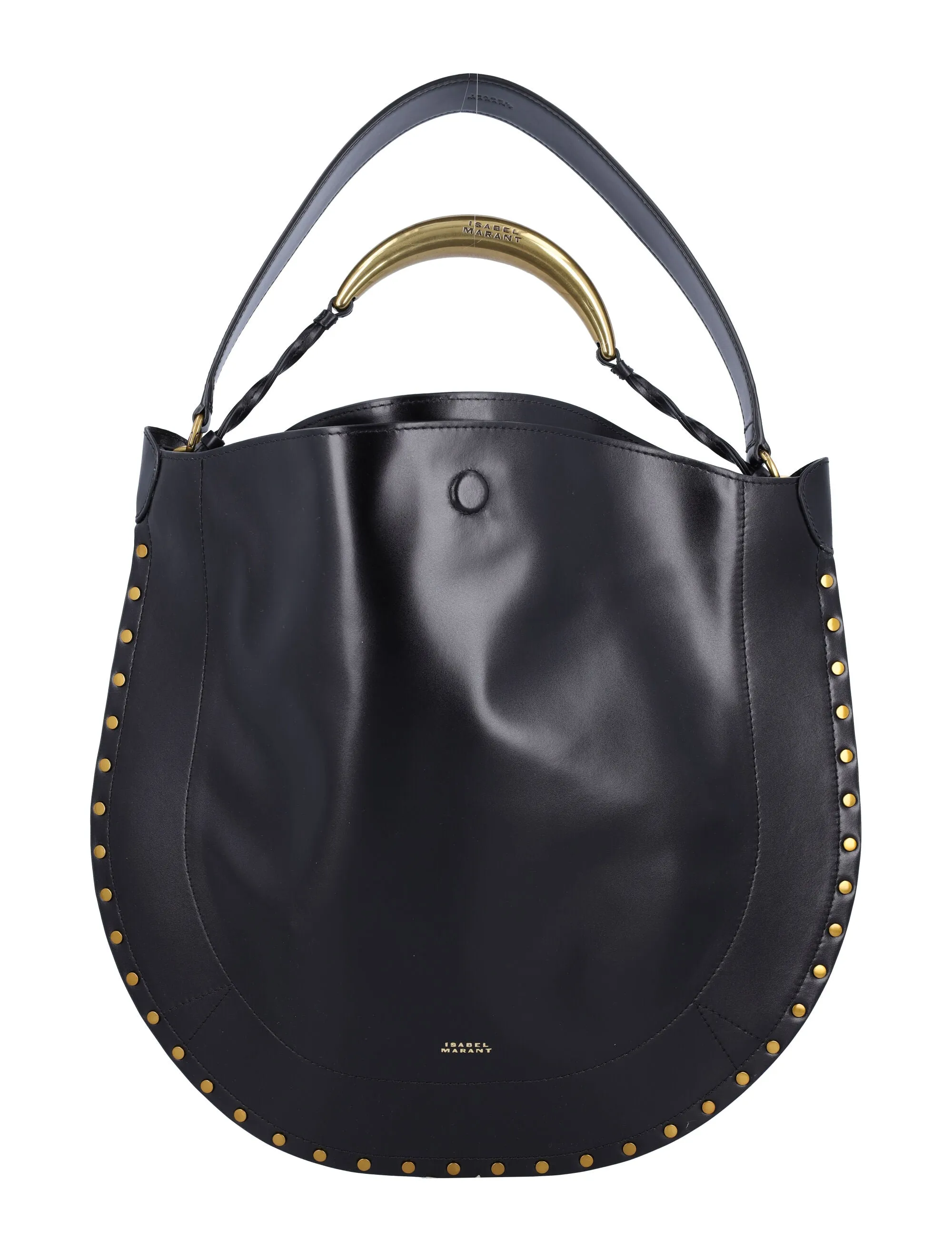 ISABEL MARANT Elegant Sculptured Leather Hobo Bag with Gold Stud Accents - 39.5H x 41W cm