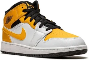 Jordan Kids Jordan 1 Mid White University Gold sneakers