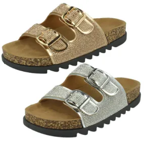 Ladies Spot On Wide Fit Slider Sandals F1R2009