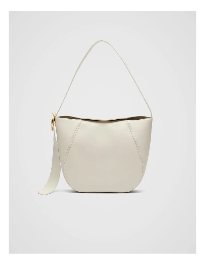 Leather Buckle Trim Shoulder Bag in Cream