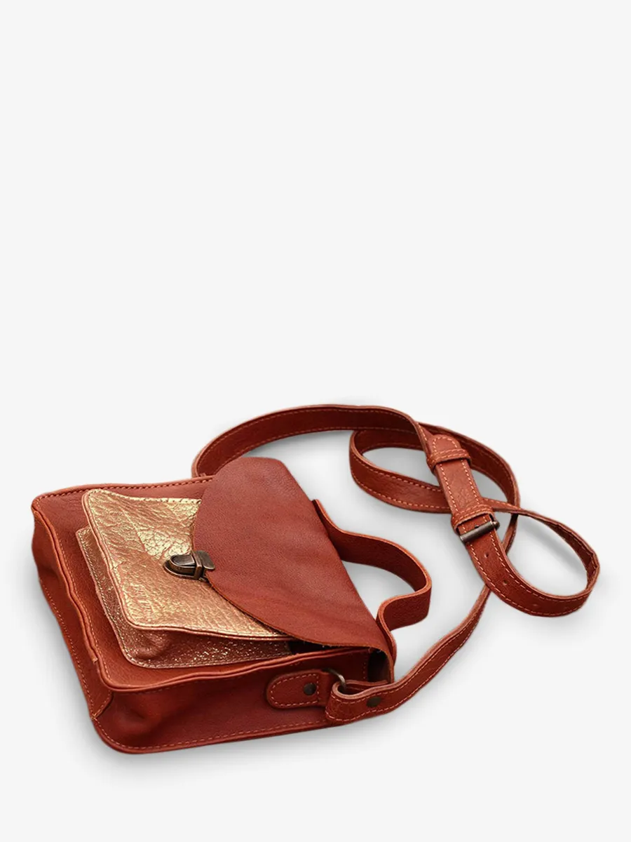 leather hand bag for woman Brown,Gold - Mademoiselle George Light Brown Gold | PAUL MARIUS