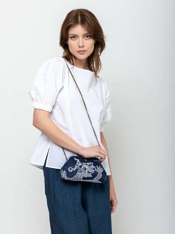 Liette Bag - Navy Blue/White