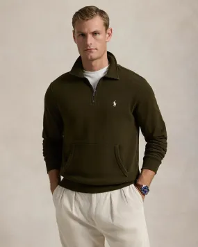 Loopback Fleece Quarter-Zip Sweatshirt - Khaki