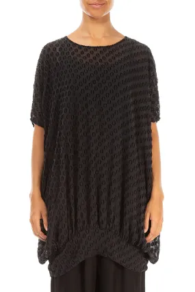 Loose Bubbly Pattern Black Silk Tunic