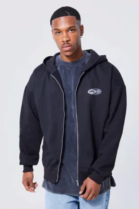 Man Oversized Zip Heavyweight Through Hoodie | boohooMAN UK