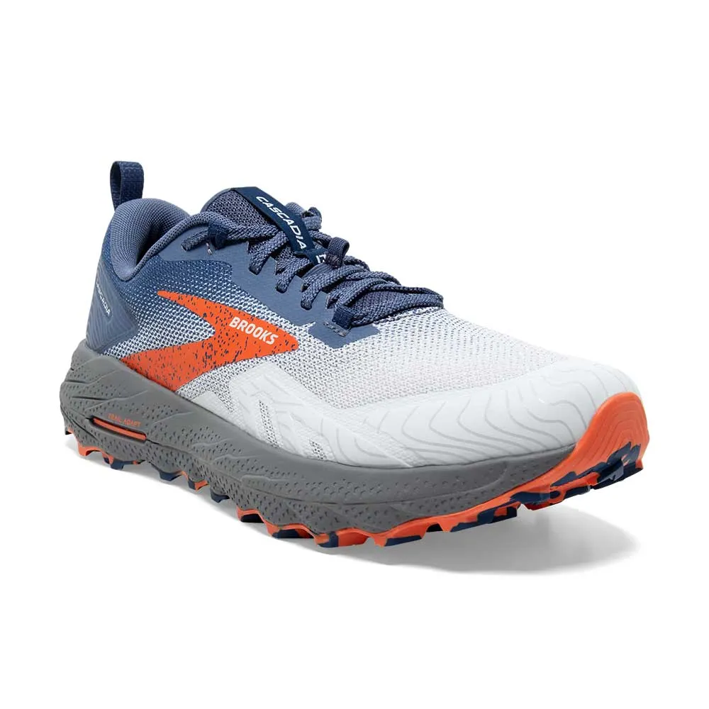 Men's Cascadia 17 Trail Running Shoe - Blue/Navy/Firecracker - Wide (2E)