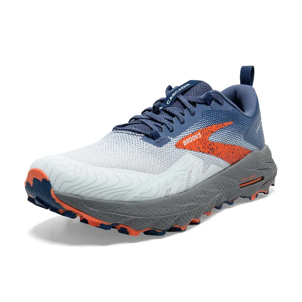 Men's Cascadia 17 Trail Running Shoe - Blue/Navy/Firecracker - Wide (2E)