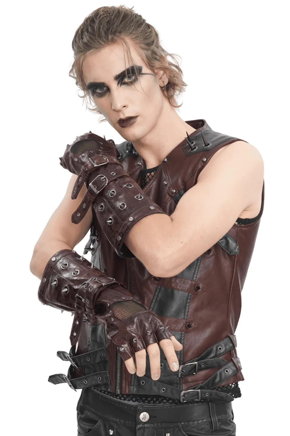 Men's Studded Steampunk Gloves with Metal Details