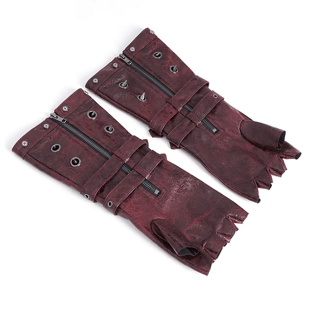 Men's Studded Steampunk Gloves with Metal Details