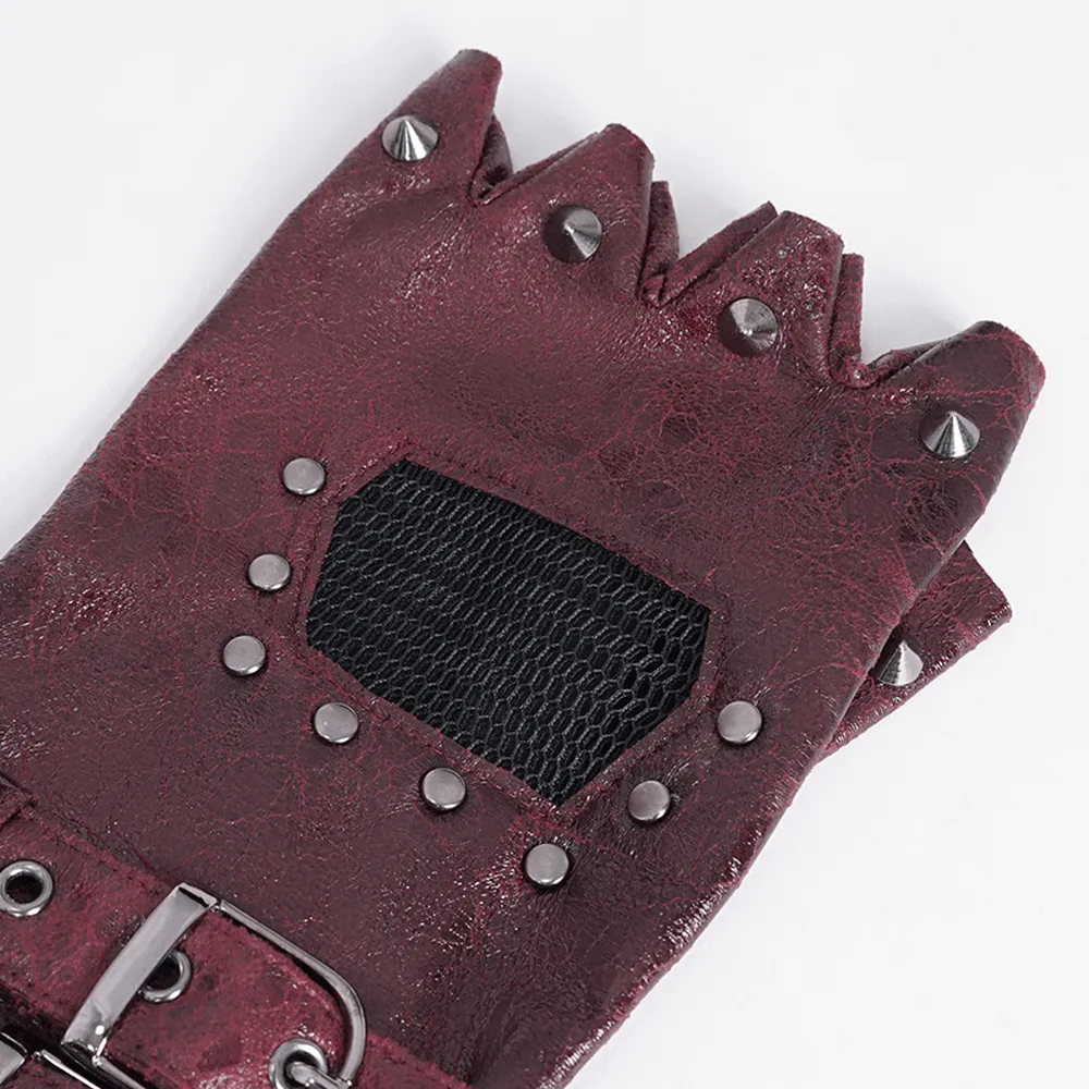 Men's Studded Steampunk Gloves with Metal Details