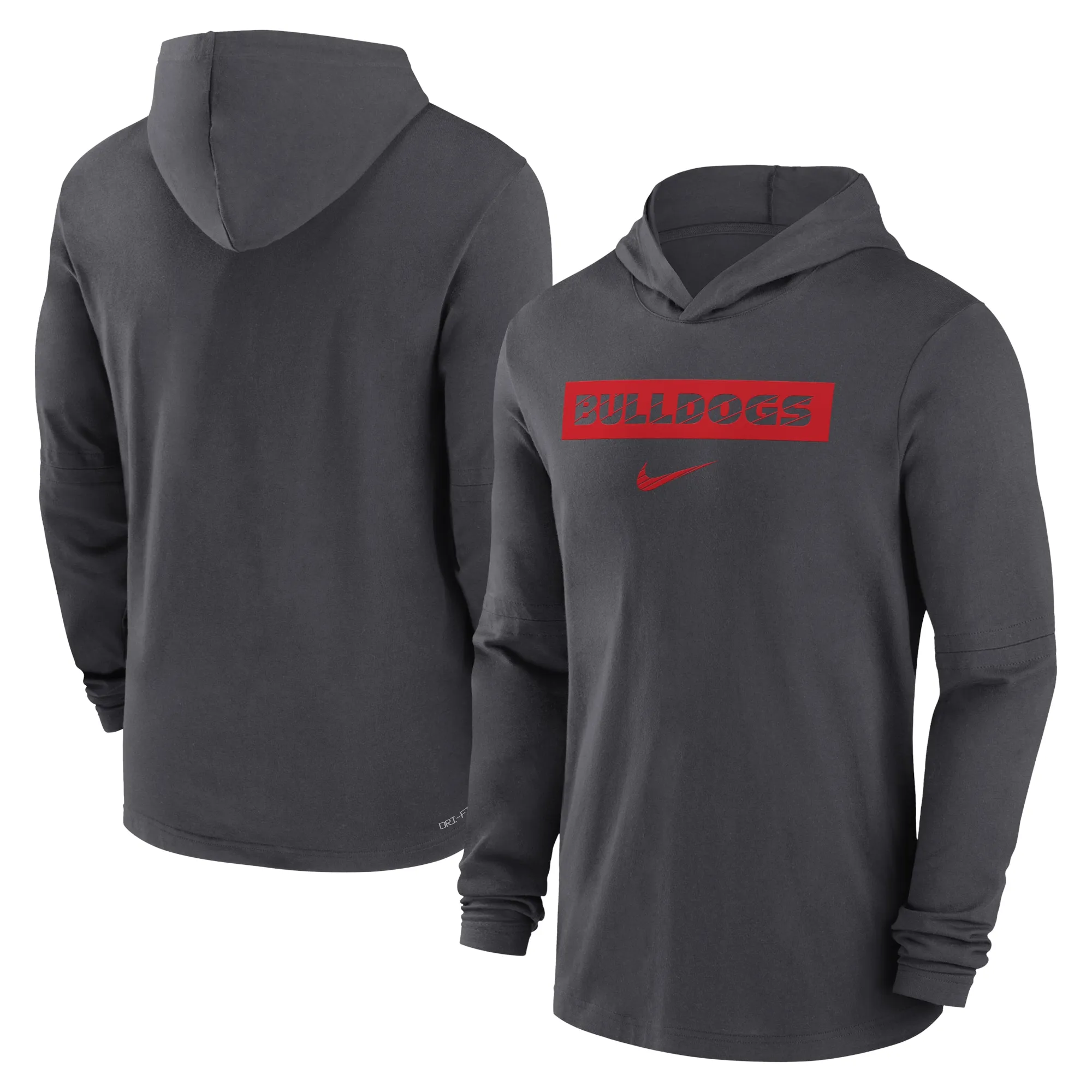 Men's Nike Anthracite Georgia Bulldogs 2024 Sideline Hoodie Performance Long Sleeve T-Shirt