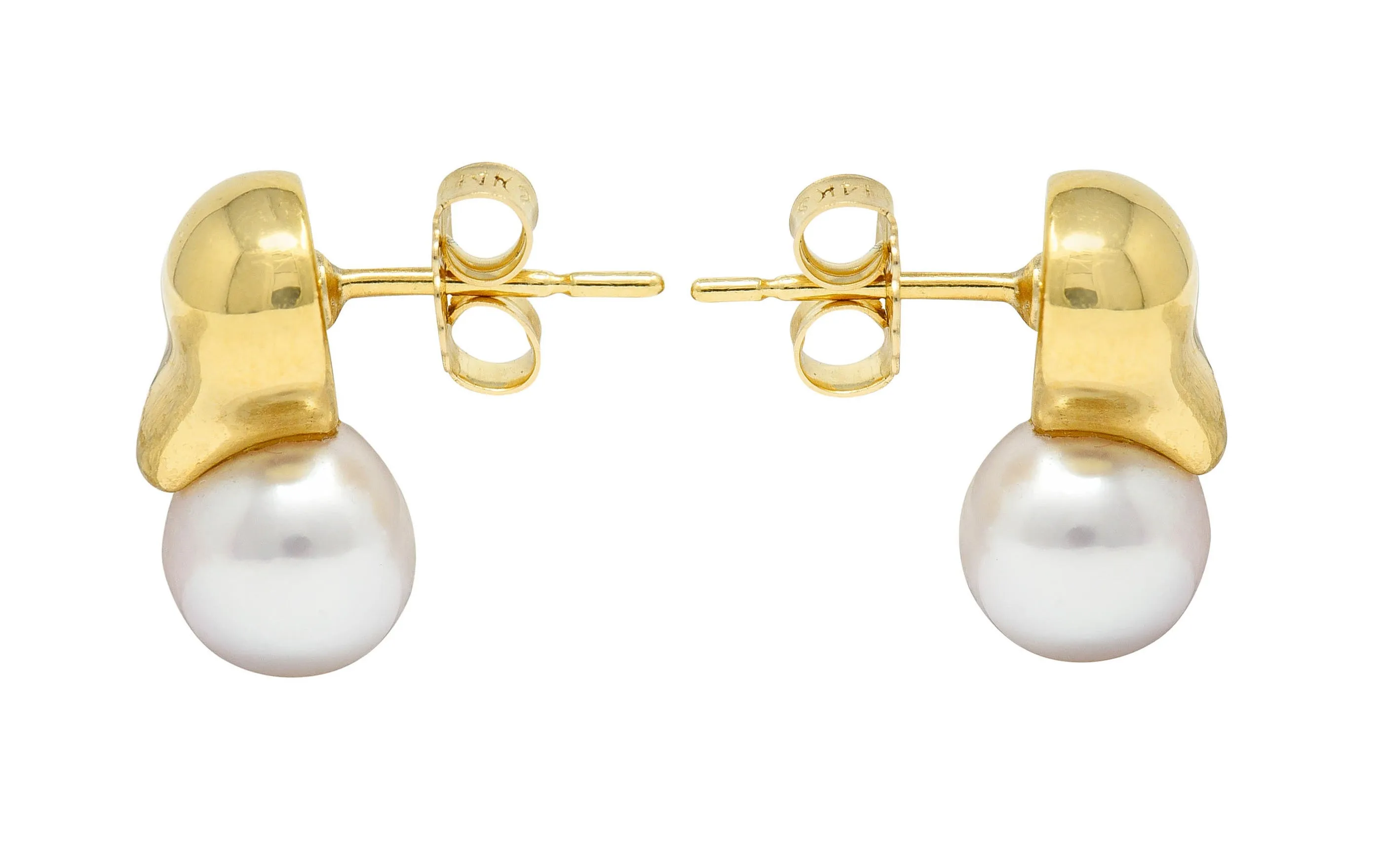 Mikimoto Vintage Cultured Pearl 18 Karat Gold Stud Earrings