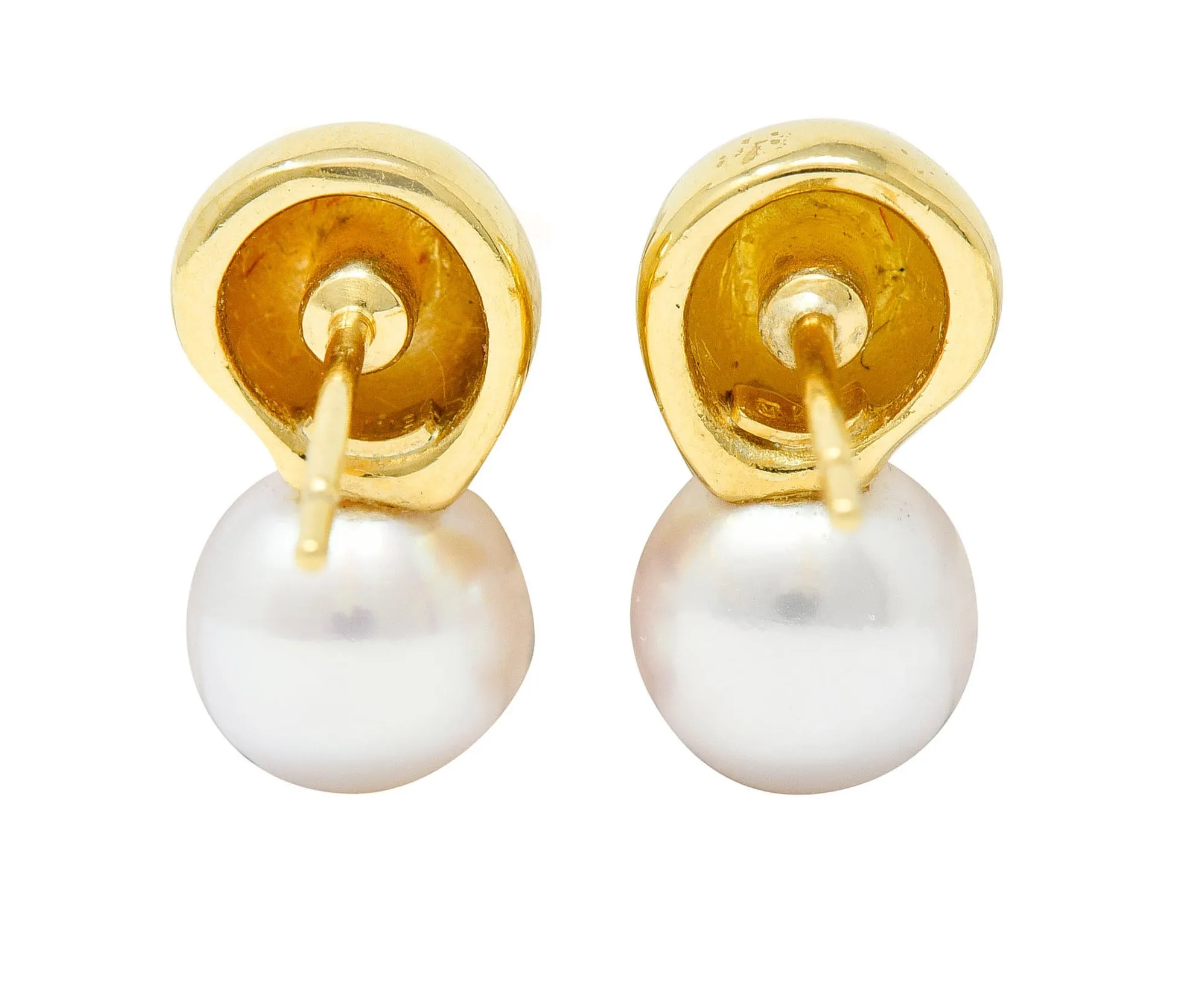 Mikimoto Vintage Cultured Pearl 18 Karat Gold Stud Earrings