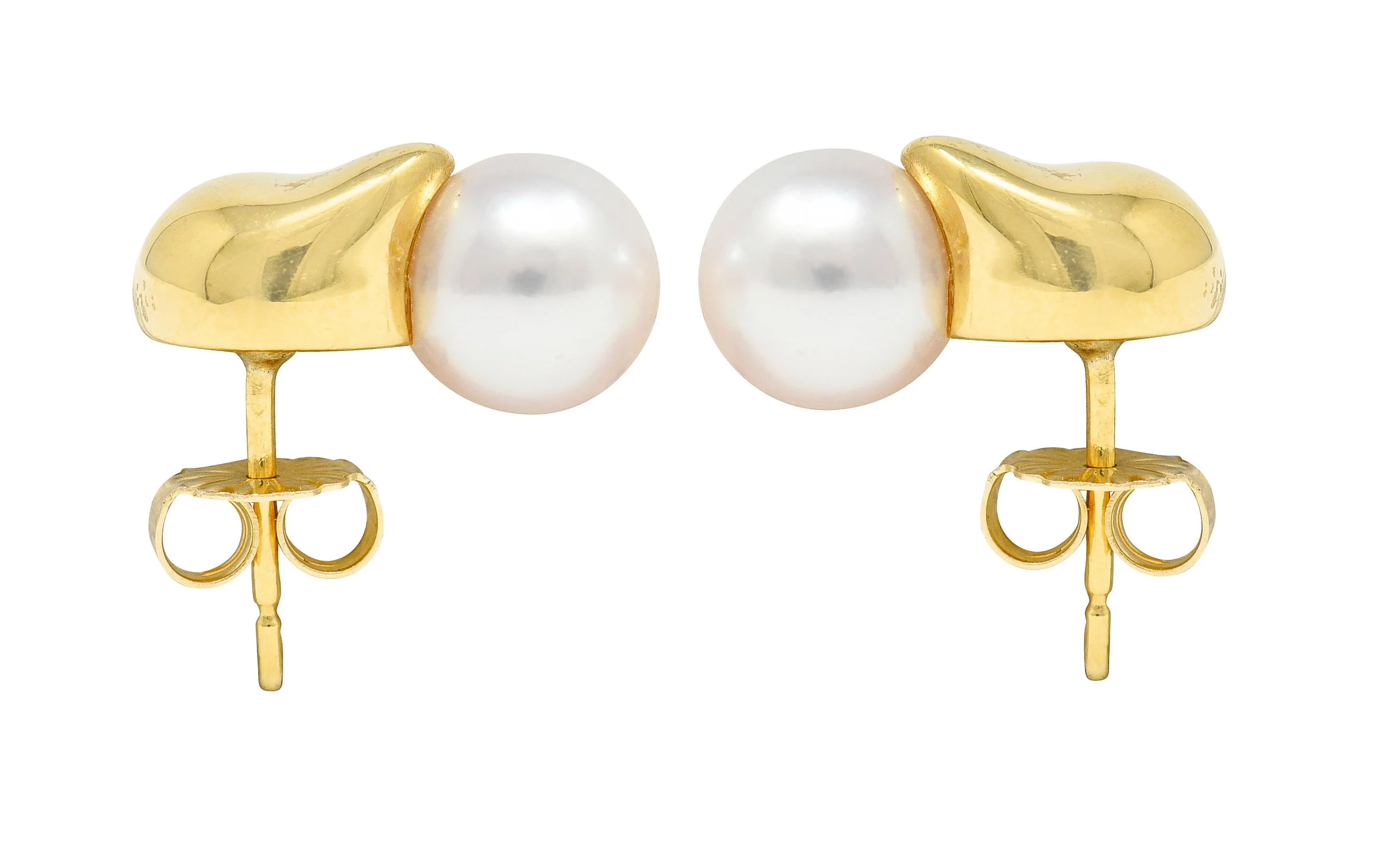 Mikimoto Vintage Cultured Pearl 18 Karat Gold Stud Earrings