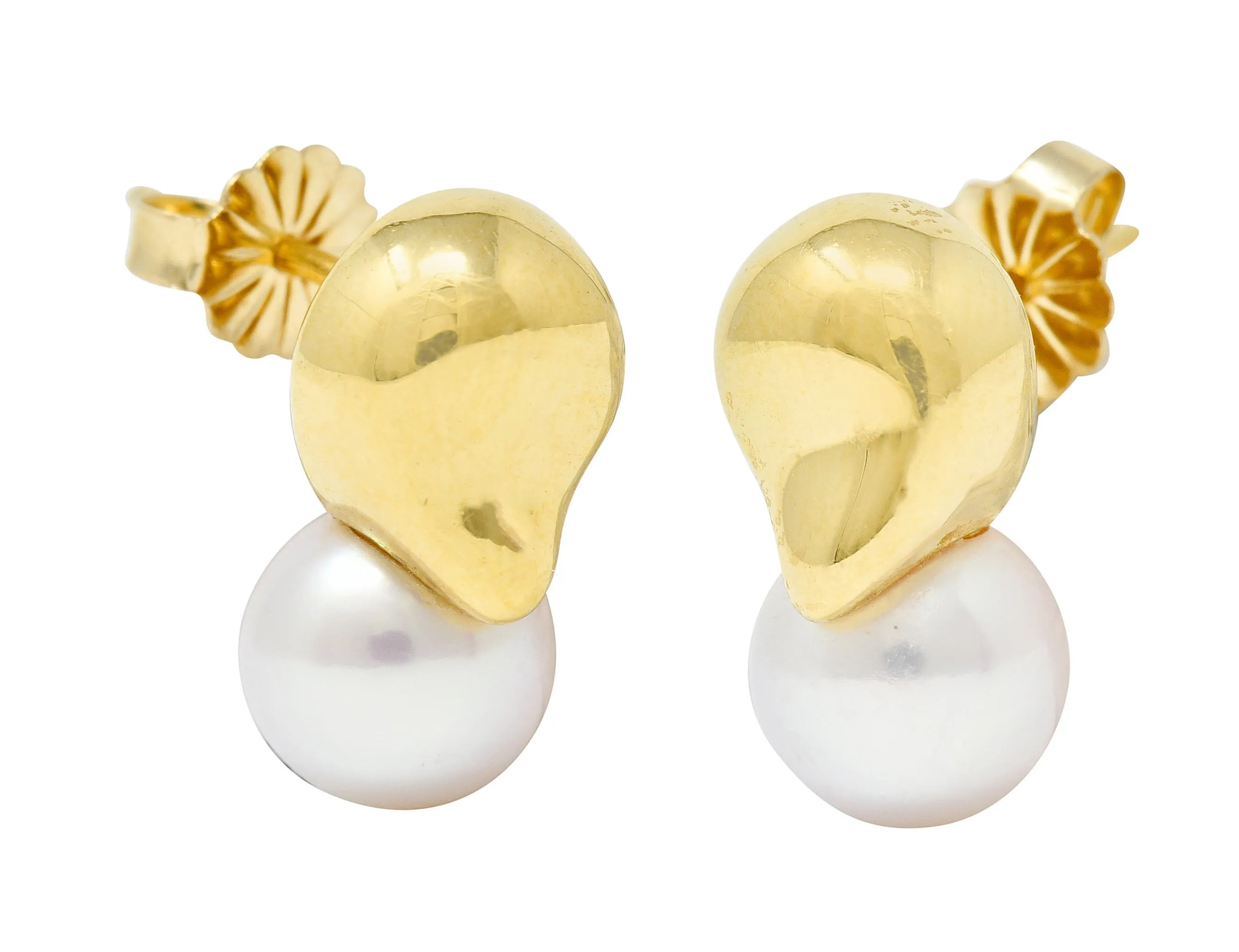 Mikimoto Vintage Cultured Pearl 18 Karat Gold Stud Earrings