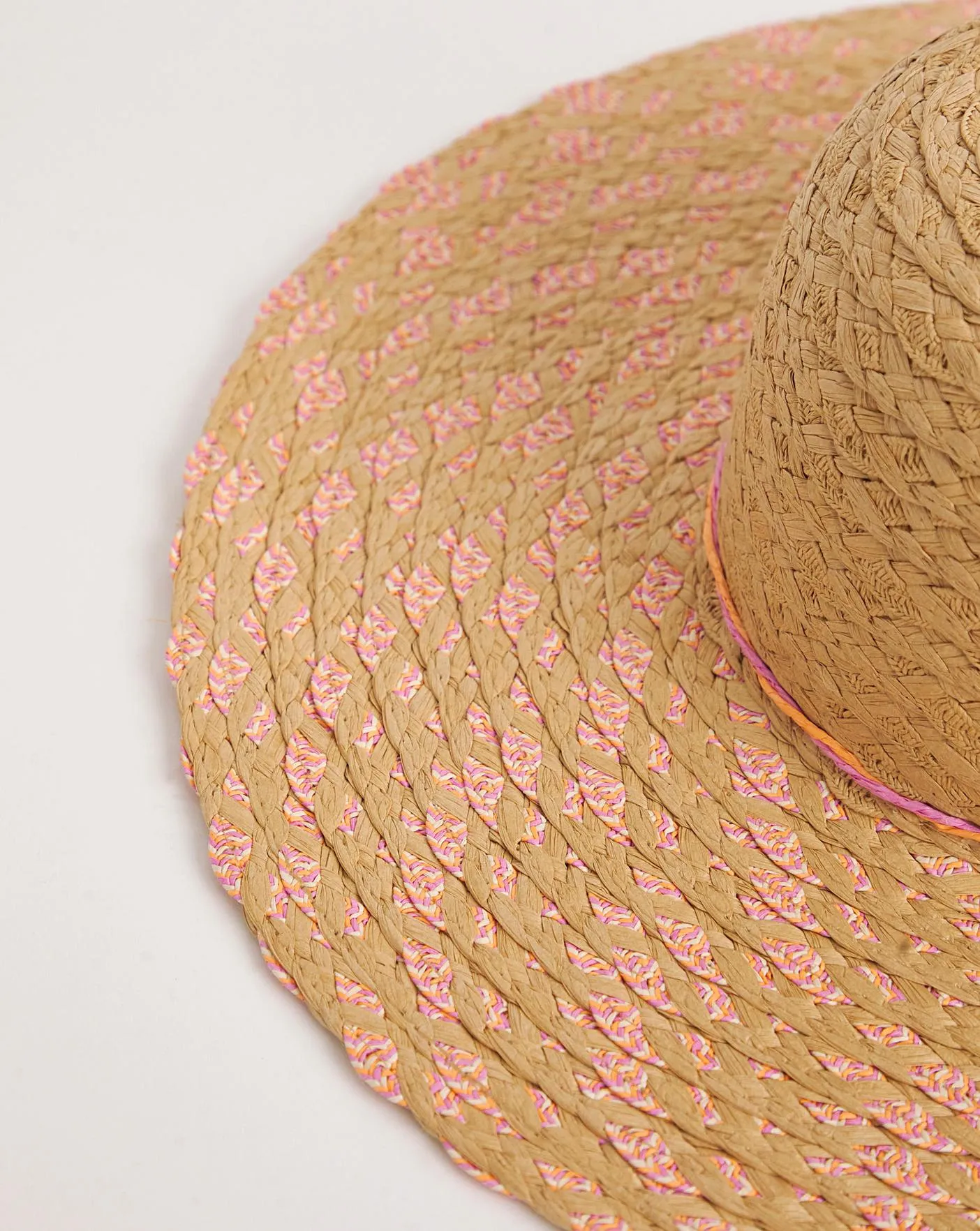 Multi-Weave Pink Wide Brim Hat