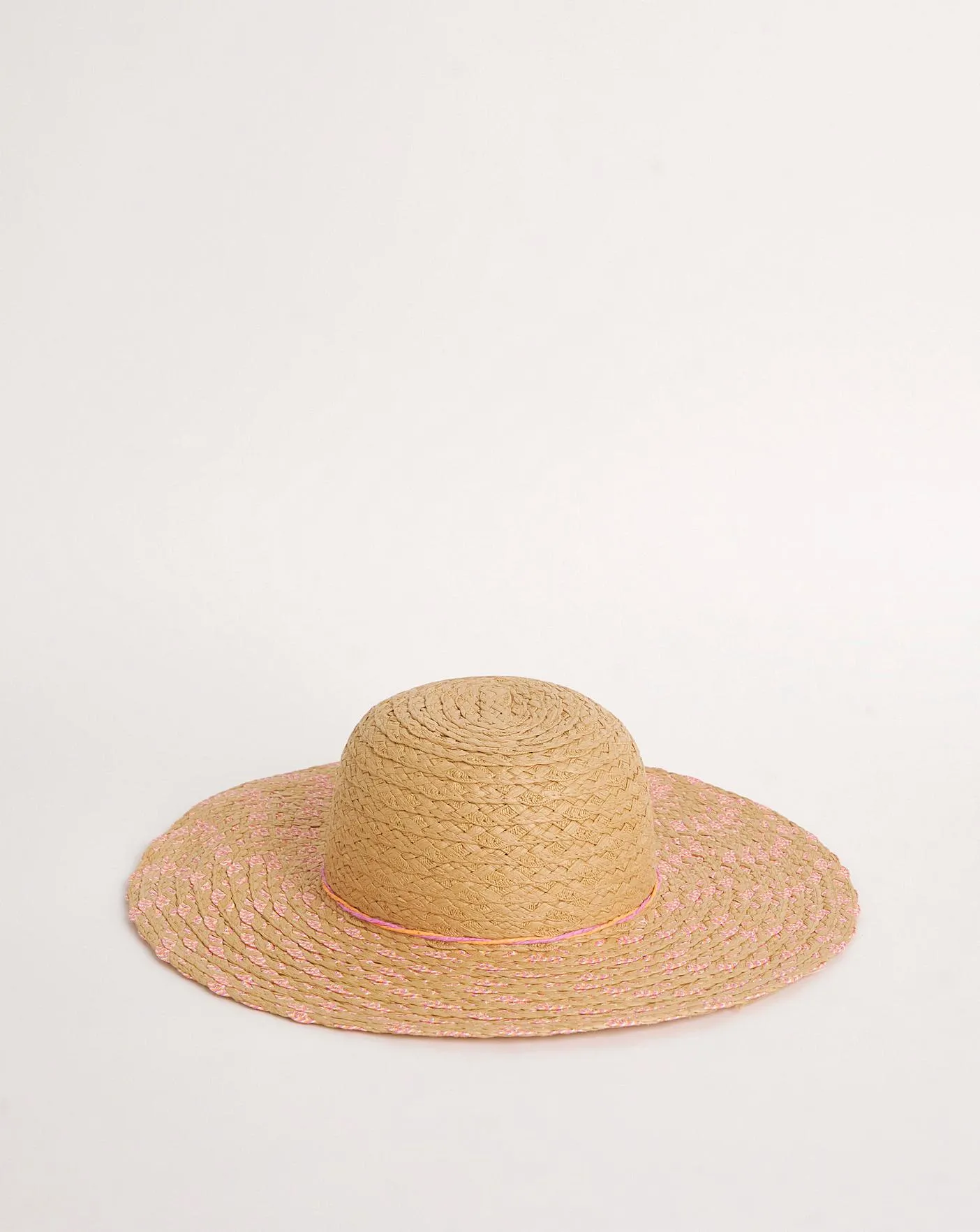 Multi-Weave Pink Wide Brim Hat