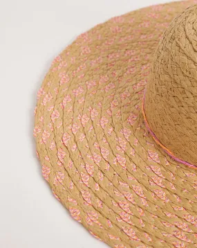 Multi-Weave Pink Wide Brim Hat